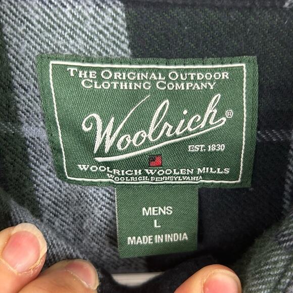 Woolrich Mens Large Cotton Plaid Long Sleeve Button-Down Shirt - Picture 3 of 5
